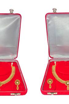 ATORAKUSHON Red Plastic Jewellery Organizer, Pendant Set/Necklace Earrings Top Vanity Box for Women- Pack of 2