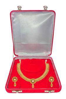 ATORAKUSHON Red Fabric and Plastic Unisex Jewellery Organizer for Necklac, Earrings Top - Pack of 1