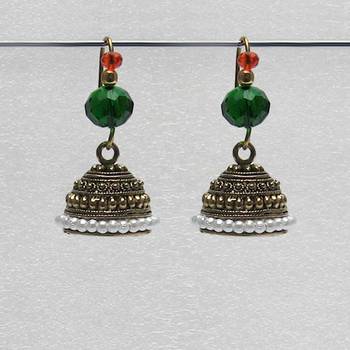 Green Antique Jhumkas 1