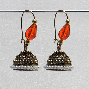 Orange Antique Jhumkas 1