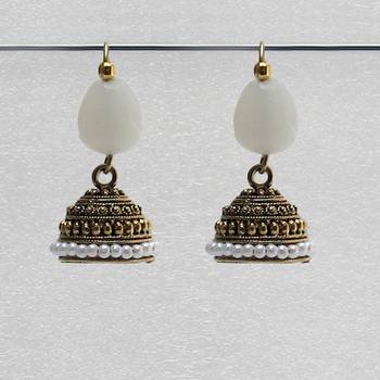 White Trendy Antique Jhumkas 1