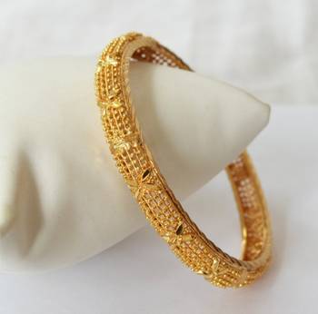 Gold Plated Bangle With Mesh Design 1