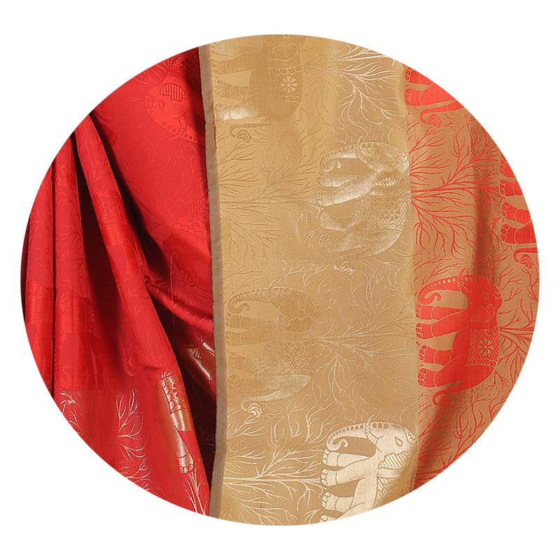 Red Women's New Jacquard Silk Designer Saree With Blouse
