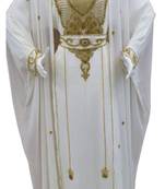 white and white georgette moroccan islamic dubai kaftan farasha zari and stone work dress
