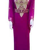 wine embroidered georgette islamic kaftan