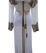 white zari embroidered georgette islamic kaftan
