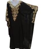 black georgette moroccan islamic dubai kaftan farasha aari and stone work dress