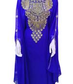 royal blue georgette moroccan islamic dubai kaftan farasha zari and stone work dress