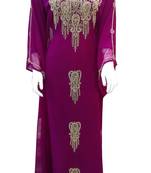 wine georgette moroccan islamic dubai kaftan farasha zari and stone work dress