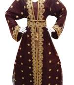 brown georgette moroccan dubai kaftan farasha aari and stone work dress