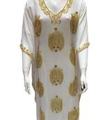 white georgette moroccan islamic dubai kaftan farasha zari and stone work dress