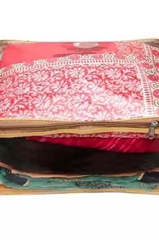 atorakushon Transparent Saree Cover Garments Storage Bags Wardrobe Organizer Pack of 3 (Golden)