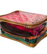 Atorakushon Transparent Saree Cover Garments Storage Bags Wardrobe Organizer Pack of1 (Golden)