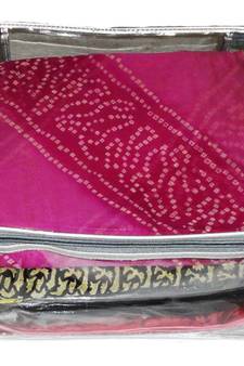atorakushon   Transparent Saree Cover Garments Storage Bags Wardrobe Organizer Pack of1 (Silver)