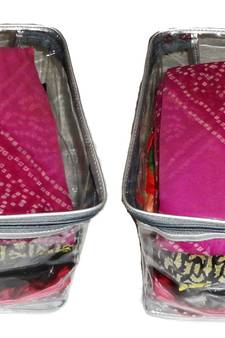 atorakushon   Transparent Saree Cover Garments Storage Bags Wardrobe Organizer Pack of 2 (Silver)