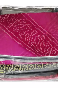 atorakushon   Transparent Saree Cover Garments Storage Bags Wardrobe Organizer Pack of 6 (Silver)