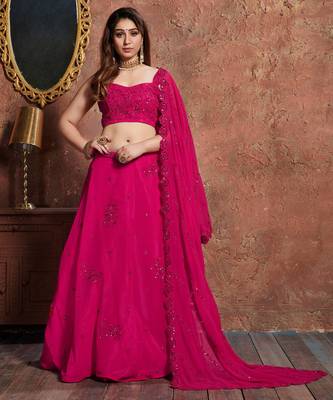 pink embroidered silk lehenga 5