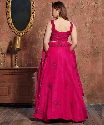 pink embroidered silk lehenga 6