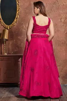 pink embroidered silk lehenga