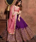 Purple Silk Dori and Sequins Embroidered Lehenga Choli