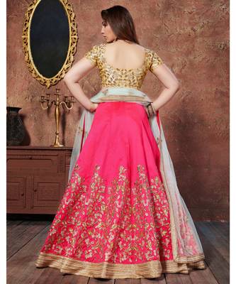 rani pink embroidered silk lehenga 3
