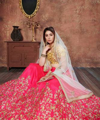 rani pink embroidered silk lehenga 4