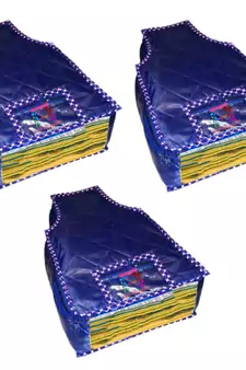 atorakushon   Parashute Fabric Blouse Cover Garments Wardrobe Organizer Pack of 3 (Blue)