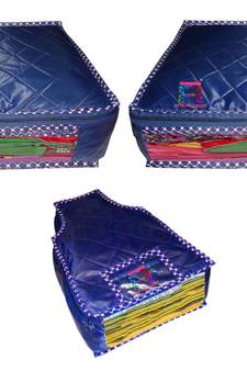 atorakushon   Parachute Combo Saree Cover and Blouse Cover Garments Wardrobe Organizer Set of 3 (Blue)