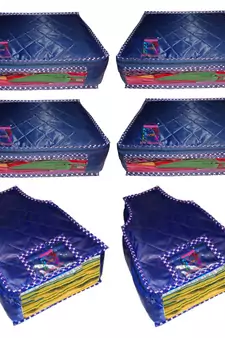 atorakushon   Parachute Combo Saree Cover and Blouse Cover Garments Wardrobe Organizer Set of 6 (Blue)