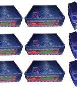 atorakushon   Parachute Combo Saree Cover and Blouse Cover Garments Wardrobe Organizer Set of 9 (Blue)