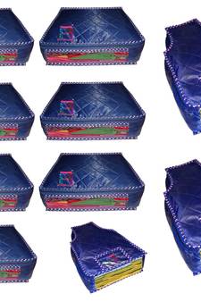 atorakushon   Parachute Combo Saree Cover and Blouse Cover Garments Wardrobe Organizer Set of 10 (Blue)
