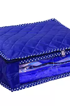 atorakushon   Parachute Combo Saree Cover and Blouse Cover Garments Wardrobe Organizer Set of 10 (Blue)