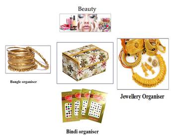 atorakushon gold Mini Cosmetic Box Jewellery Make up Organiser Necklace Pouch Vanity Box Traveling Kit for Women 5