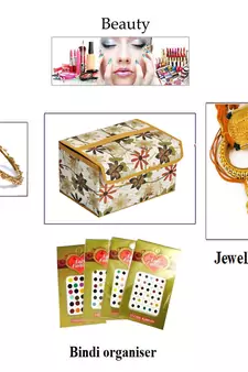 atorakushon gold Mini Cosmetic Box Jewellery Make up Organiser Necklace Pouch Vanity Box Traveling Kit for Women