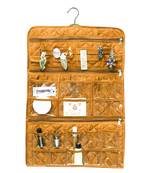 atorakushon Satin gold Hanging Make Up Cosmetic Pouch Jewellery Organiser Necklace Pouches Traveling Kit for Women