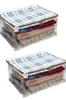 atorakushon Canvas Saree Cover Wardrobe Organizer Pack of 2 (Cream)