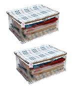 atorakushon Canvas Saree Cover Wardrobe Organizer Pack of 2 (Cream)