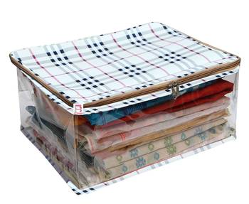 atorakushon Canvas Saree Cover Wardrobe Organizer Pack of 1 (Cream) 1