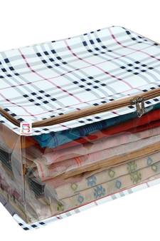 atorakushon Canvas Saree Cover Wardrobe Organizer Pack of 1 (Cream)