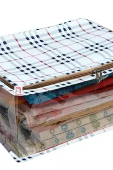 atorakushon Canvas Saree Cover Wardrobe Organizer Pack of 1 (Cream)