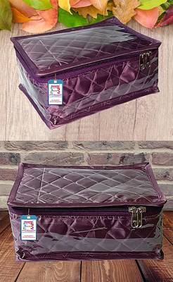 atorakushon   Satin Makeup Pouches Cosmetic With 6 Necklace Earrings Vanity Jewellery Organizer For Women's (Purple) 5