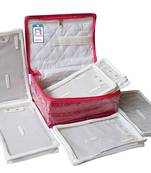 atorakushon   Satin Makeup Pouches Cosmetic With 6 Necklace Earrings Vanity Jewellery Organizer For Women's Pink