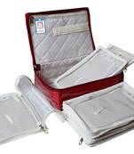 atorakushon   Satin Makeup Pouches Cosmetic With 6 Necklace Earrings Vanity Jewellery Organizer For Women's (Maroon)