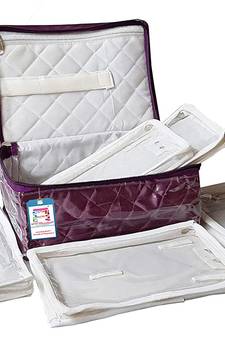 atorakushon   Satin Makeup Pouches Cosmetic With 6 Necklace Earrings Vanity Jewellery Organizer For Women's (Purple)