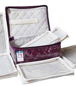 atorakushon   Satin Makeup Pouches Cosmetic With 6 Necklace Earrings Vanity Jewellery Organizer For Women's (Purple)