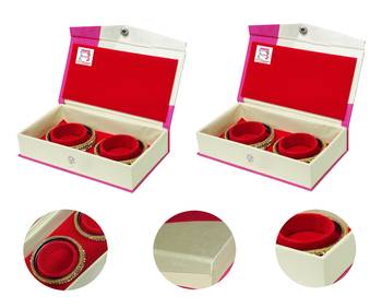 Atorakushon Bangle Box Bracelet Jewelry Storage Box Vanity Case 2pcs(Pink) 1