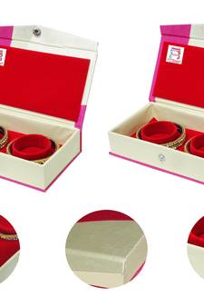 Atorakushon Bangle Box Bracelet Jewelry Storage Box Vanity Case 2pcs(Pink)