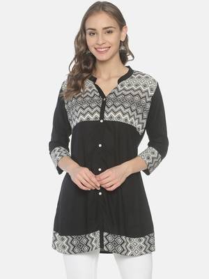 Black plain viscose ethnic-kurtis 1