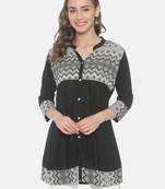 Black plain viscose ethnic-kurtis