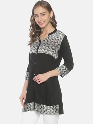 Black plain viscose ethnic-kurtis 3